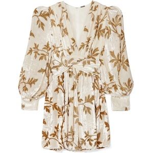 DODO BAR OR Anatalya metallic devoré velvet metallic gold mini dress nwot